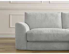 Divano angolare grigio chiaro (con penisola a destra/con chaise lounge) con rivestimento in ciniglia Leonore – Bobochic Paris