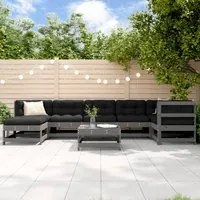 Set Divani da Giardino 8pz con Cuscini in Legno Massello Grigio 3185852