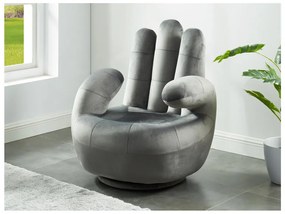 Poltrona a forma di mano girevole in velluto Antracite - CATCHY