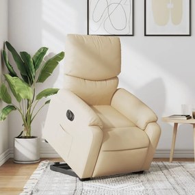 Poltrona Alzapersona Reclinabile Elettrica Crema İn Tessuto /