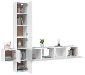 Set di mobili porta tv 5 pz bianco in legno multistrato