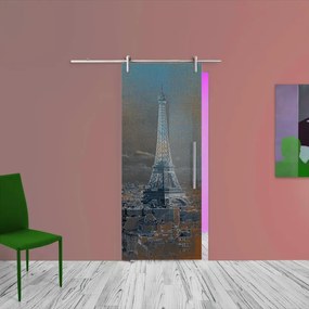 Porta scorrevole Eiffel in inox multicolore, L 88 x H 215 cm, con binario Ermes Sinistra