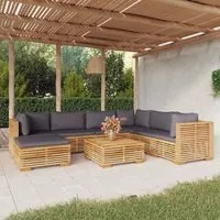 Set Divani da Giardino 8 pz con Cuscini Legno Massello di Teak 3100880