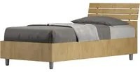 Letto Singolo 80x200 cm con Rete Testata Doghe Inclinata Ankel Quercia Natura