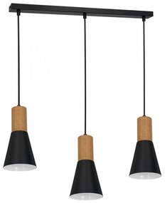 Lampadario su filo EDMON 3xE27/60W/230V nero