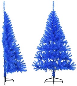 Albero di Natale Artificiale a Metà con Supporto in Varianti di Colore e Materiale, 150 cm / Blu / PVC