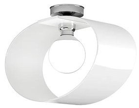 Plafoniera Moderna Lap Metallo E Vetro Bianco 1 Luce E27 42Cm