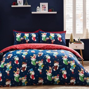Set copripiumino e federa da bambini rosso e blu per culla 120x150 cm Christmas Elves – Catherine Lansfield
