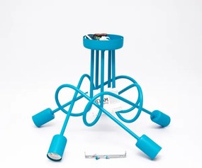 Lampadario a plafone per bambini OXFORD 5xE27/15W/230V blu