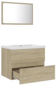 Set mobili da bagno rovere sonoma in truciolato