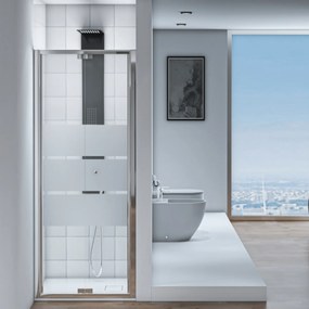 Box Doccia a Soffietto 90 Cm Feridras "T-Squared" Alluminio Lucido/Vetro Serigrafato