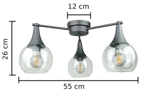 Lampadario a plafone STAR 3xE27/60W/230V nero/limpido