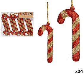 Set di Addobbi di Natale Bastone 8 Pezzi Rosso Dorato Plastica 6,5 x 1 cm (24 Unità)