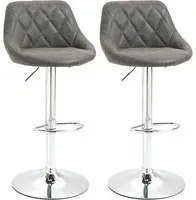 Set 2 Sgabelli da Bar 51,5x48x83-104 cm in Similpelle Grigio Scuro