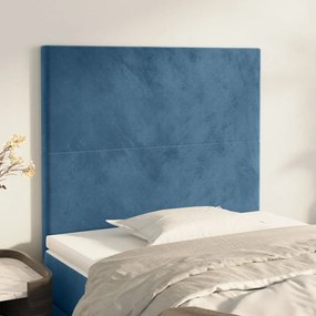 Testiera 2 Pz Blu Scuro 90x5x78/88 Cm İn Velluto /