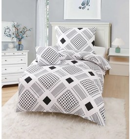 Biancheria da letto singola in microsatinato bianco e nero 3 pezzi 140x200 cm Roberto - My House