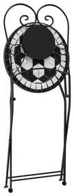 Set da bistrot con mosaico nero e bianco in ferro e ceramica