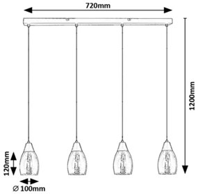 Rabalux 72184 - Lampadario a sospensione con filo ILMARI 4xE27/15W/230V