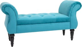 Panca con Braccioli in Tessuto Velluto Capitonné 117x40x58 cm Blu...