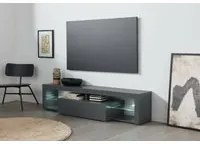 Mobile porta TV Dcompagno, Base porta TV, Credenza bassa da soggiorno a 1 anta, 100% Made in Italy, 160x40h35 cm, Antracite