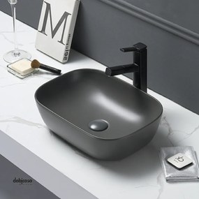 Lavabo D'Appoggio Rettangolare "Break The Rules" Da 45,5 Cm In Ceramica Finitura Grigio Opaco