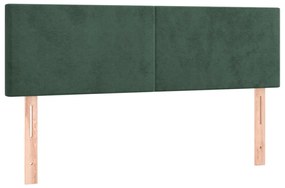 Letto a Molle con Materasso e LED Verde Scuro 140x200cm Velluto