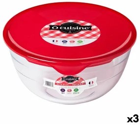 Porta Pranzo Rotondo con Coperchio Ô Cuisine Prepstore Ocu Rosso 2 L 22 x 22 x 11 cm Vetro (3 Unità)