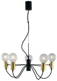 Lampadario Sospensione Axon Class Colore Nero Oro 60W Mis 60 x 34 x 143 cm