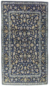 Kashan Tappeto 250x140 Blu (Iran) Annodato A Mano