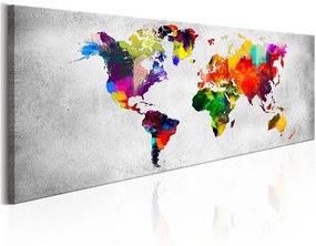 Quadro World Map  Coloured Revolution  Colore colorful, Dimensioni e Misure 135x45