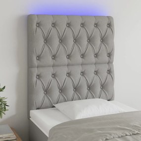 Testiera A Led Grigio Chiaro 80x7x118/128 Cm İn Tessuto /