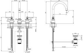 Gruppo lavabo 3 fori medio con bocca a ombrello con scarico cromo 65015 gessi