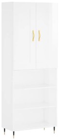 Credenza Bianco Lucido 69,5x34x180 cm in Legno Multistrato