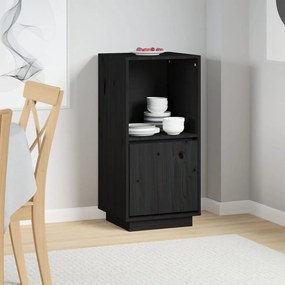 Credenza Nera 38x35x80 Cm İn Legno Massello Di Pino /