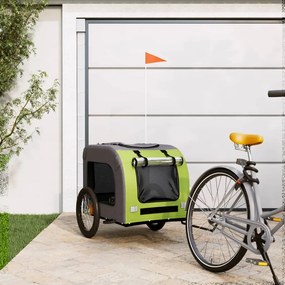 Rimorchio Da Bici Per Animali Verde E Grigio Oxford E Ferro /