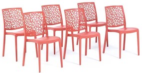 Sedia da giardino in polipropilene London Stone NEW GARDEN, 6 pezzi, seduta in polipropilene rosso