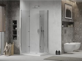 Mexen Lima Duo cabina doccia pieghevole 80 x 70 cm, trasparente, cromo + piatto Flat - 856-080-070-01-02-4010