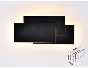 Applique Lampada LED da Muro 12W 3000K Carcassa Nera Rettangolare con Forme Sovrapposte IP20 SKU-218204