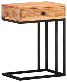 Tavolino Laterale A Forma Di U 45x30x61 Cm İn Massello Acacia /