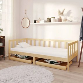 Divano letto con cassetti 90x200 cm legno massello di pino