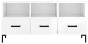 Mobile porta tv bianco lucido 102x36x50 cm in legno multistrato