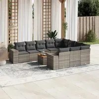 Set Divani da Giardino 11 pz con Cuscini in Polyrattan Grigio 3225626