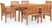 Set da Pranzo da Giardino 7 pz con Cuscini Massello di Acacia 278904