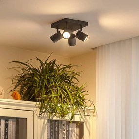 Faretto da soffitto Lindby Jorell, nero, 20 cm, a 4 luci. Jorell Lindby, dimmerabile, Nero, Studio / Ufficio, Metallo, Moderno, Faretto