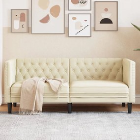 Divano Chesterfield A 2 Posti Crema İn Similpelle /