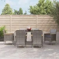 Set da Pranzo da Giardino 7 pz con Cuscini in Polyrattan Grigio 3187383