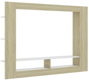 Mobile tv bianco e rovere sonoma 152x22x113cm legno multistrato