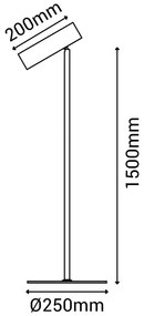 Lampada da terra nera, altezza 150 cm Milan - SULION