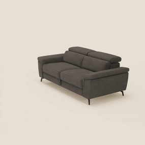Estro Divano 3 posti con pouf estraibile - poggiatesta reclinabili in tessuto impermeabile T14 marrone