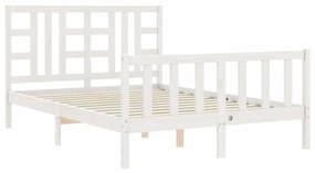 Giroletto con testiera bianco 140x200 cm in legno massello